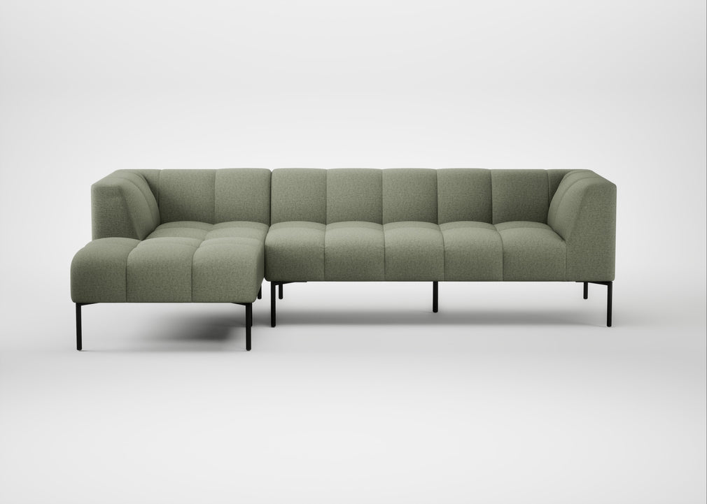 Quadro Left Hand Facing Chaise Sofa Siena Cotton Pistachio / Black