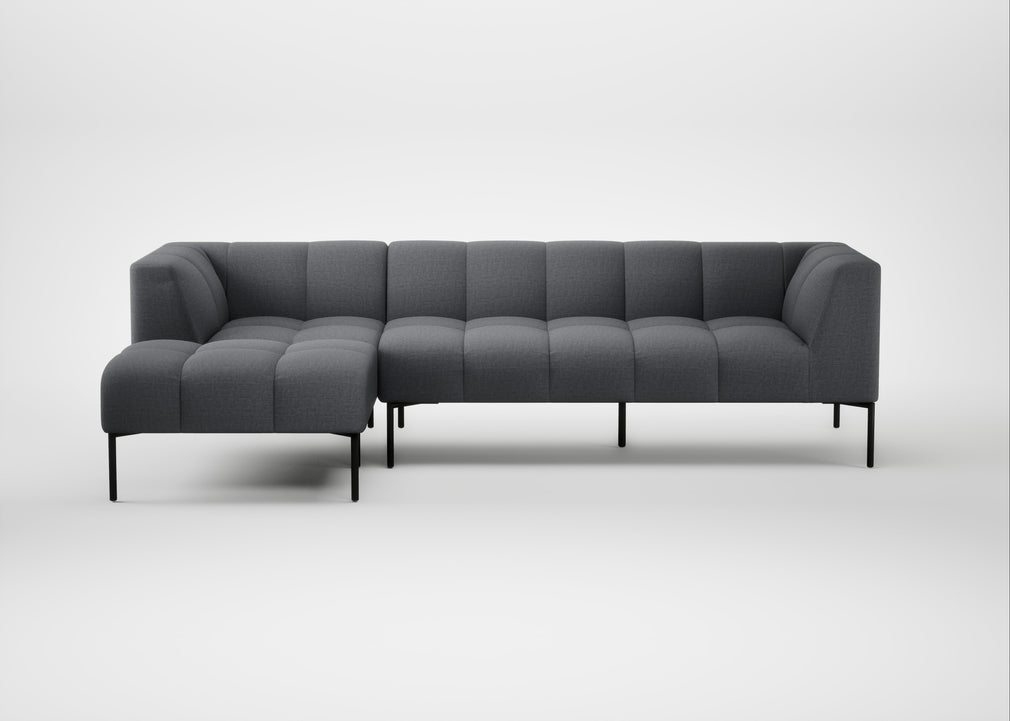 Quadro Left Hand Facing Chaise Sofa Siena Cotton Shale Grey / Black