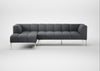 Quadro Left Hand Facing Chaise Sofa Siena Cotton Shale Grey / Stainless Steel