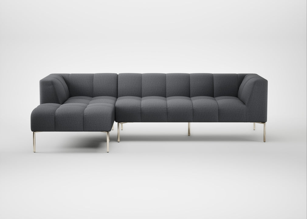 Quadro Left Hand Facing Chaise Sofa Siena Cotton Shale Grey / Stainless Steel