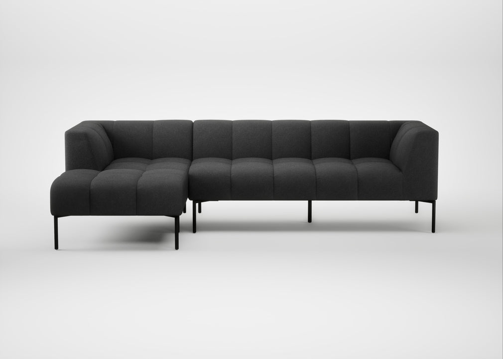 Quadro Left Hand Facing Chaise Sofa St Moritz Wool Grey / Black