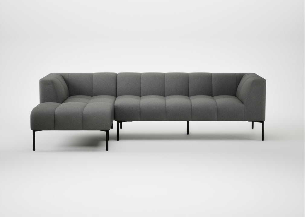 Quadro Left Hand Facing Chaise Sofa St Moritz Wool Light Grey / Black