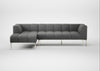 Quadro Left Hand Facing Chaise Sofa St Moritz Wool Light Grey / Stainless Steel