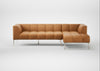 Quadro Right Hand Facing Chaise Sofa Daino Leather Parchment / Stainless Steel