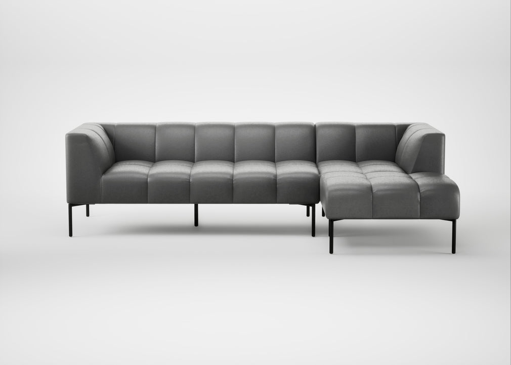 Quadro Right Hand Facing Chaise Sofa Daino Leather Steel / Black