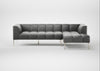 Quadro Right Hand Facing Chaise Sofa Daino Leather Steel / Stainless Steel
