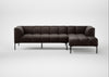 Quadro Right Hand Facing Chaise Sofa Leather Grain Chocolate 066 / Black