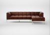 Quadro Right Hand Facing Chaise Sofa Leather Grain Dark Brown 068 / Stainless Steel