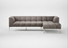 Quadro Right Hand Facing Chaise Sofa Leather Grain Light Grey 060 / Stainless Steel