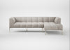 Quadro Right Hand Facing Chaise Sofa Leather Grain White 000 / Stainless Steel