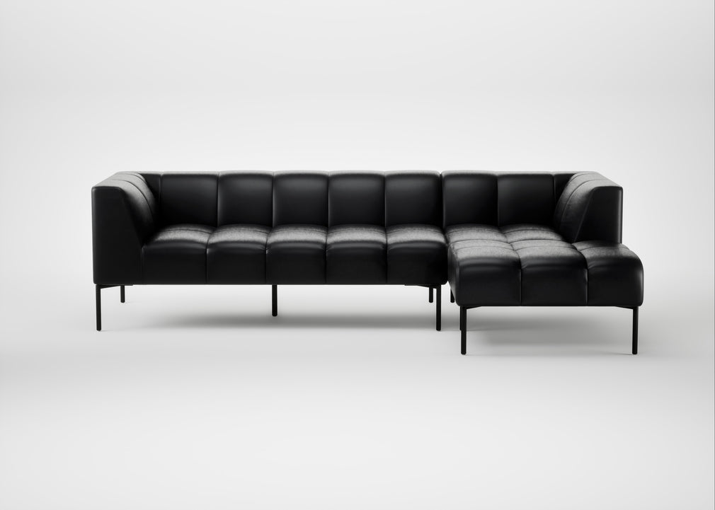 Quadro Right Hand Facing Chaise Sofa Leather Stonewash Black 263 / Black