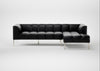 Quadro Right Hand Facing Chaise Sofa Leather Stonewash Black 263 / Stainless Steel