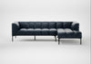 Quadro Right Hand Facing Chaise Sofa Leather Stonewash Navy Blue 279 / Black