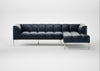 Quadro Right Hand Facing Chaise Sofa Leather Stonewash Navy Blue 279 / Stainless Steel
