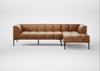 Quadro Right Hand Facing Chaise Sofa Leather Stonewash Toffee 277 / Black