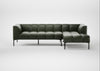 Quadro Right Hand Facing Chaise Sofa Leather Stonewash Vintage Green 278 / Black