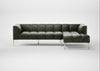 Quadro Right Hand Facing Chaise Sofa Leather Stonewash Vintage Green 278 / Stainless Steel