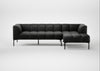 Quadro Right Hand Facing Chaise Sofa Linea Leather Black 622 / Black