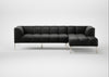 Quadro Right Hand Facing Chaise Sofa Linea Leather Black 622 / Stainless Steel