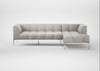 Quadro Right Hand Facing Chaise Sofa Linea Leather White 634 / Stainless Steel