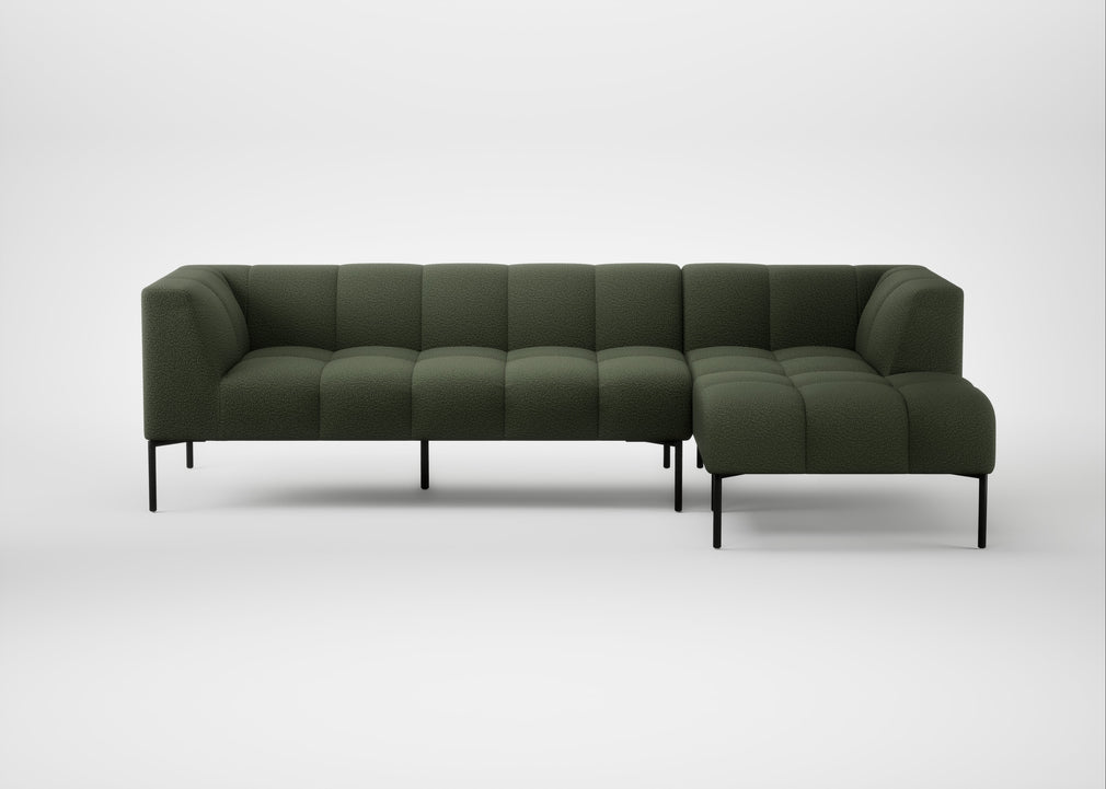 Quadro Right Hand Facing Chaise Sofa Loop Boucle Forest / Black