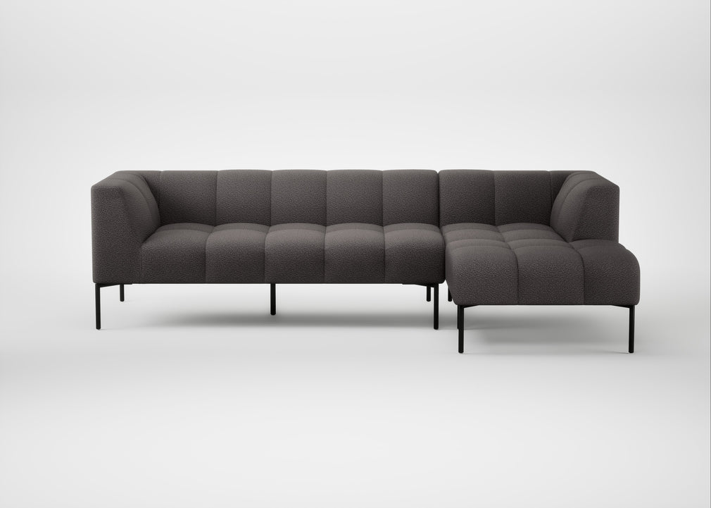 Quadro Right Hand Facing Chaise Sofa Loop Boucle Granite / Black