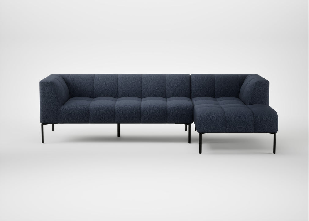 Quadro Right Hand Facing Chaise Sofa Loop Boucle Navy / Black