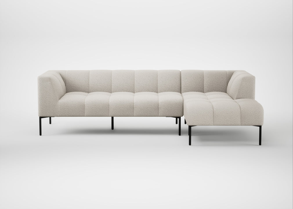 Quadro Right Hand Facing Chaise Sofa Loop Boucle Polar / Black