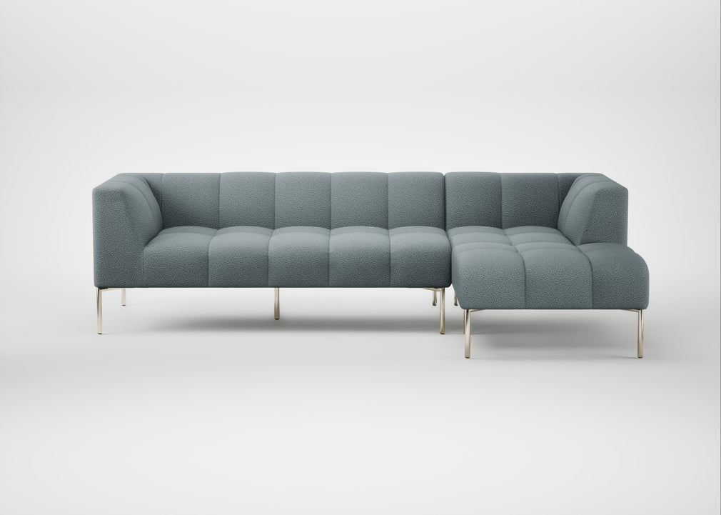 Quadro Right Hand Facing Chaise Sofa Loop Boucle Sky / Stainless Steel