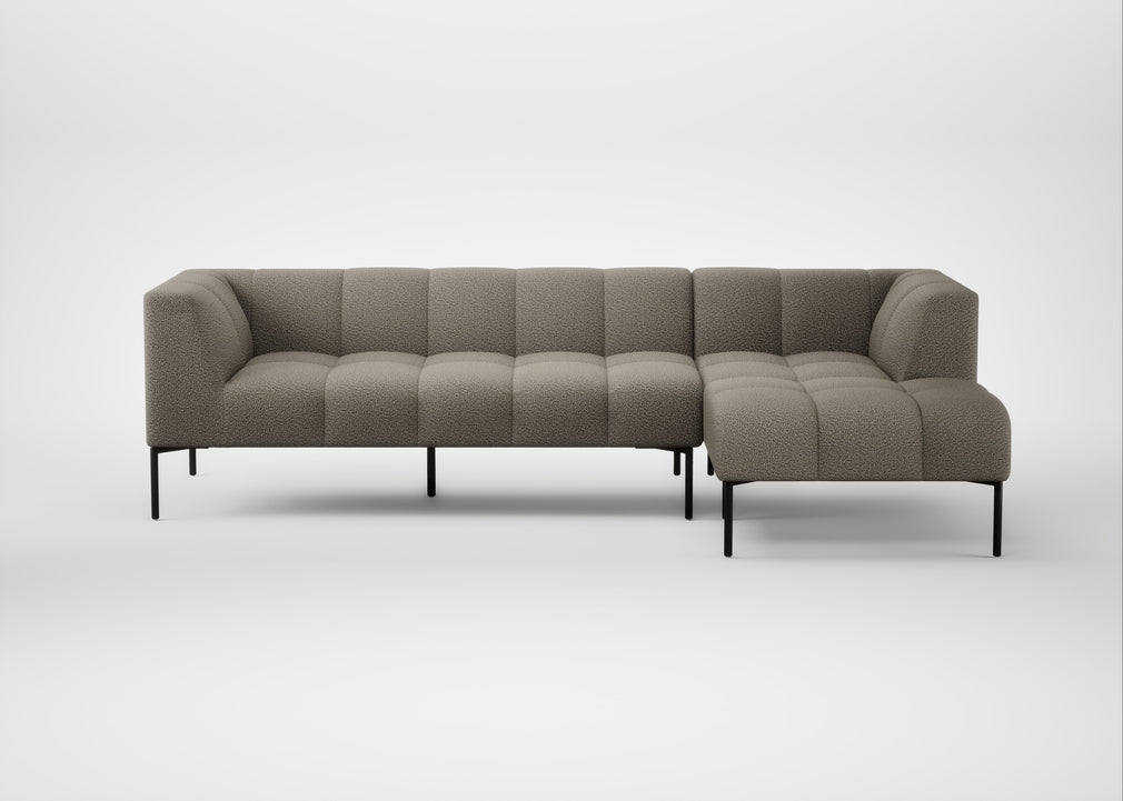 Quadro Right Hand Facing Chaise Sofa Loop Boucle Taupe / Black