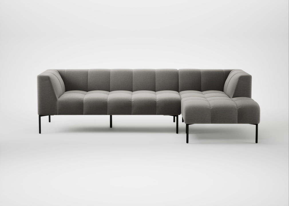 Quadro Right Hand Facing Chaise Sofa Nobilis Velvet Dolphin / Black