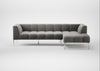 Quadro Right Hand Facing Chaise Sofa Nobilis Velvet Dolphin / Stainless Steel