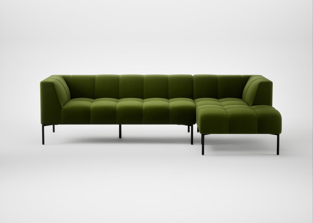 Quadro Right Hand Facing Chaise Sofa Nobilis Velvet Leaf / Black