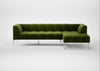 Quadro Right Hand Facing Chaise Sofa Nobilis Velvet Leaf / Stainless Steel