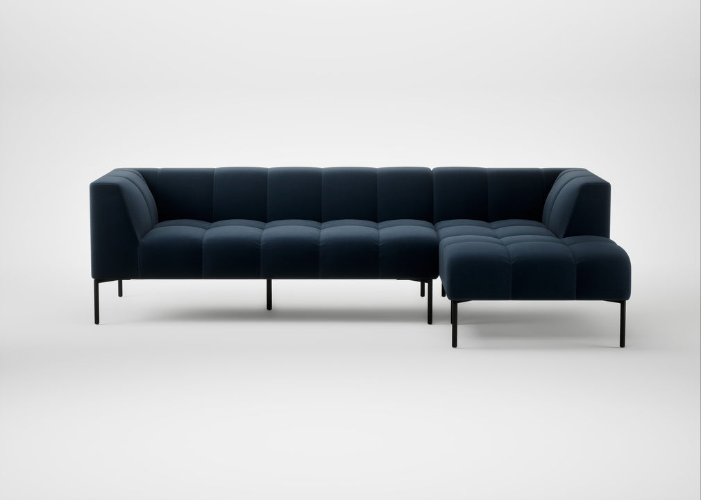 Quadro Right Hand Facing Chaise Sofa Nobilis Velvet Night / Black