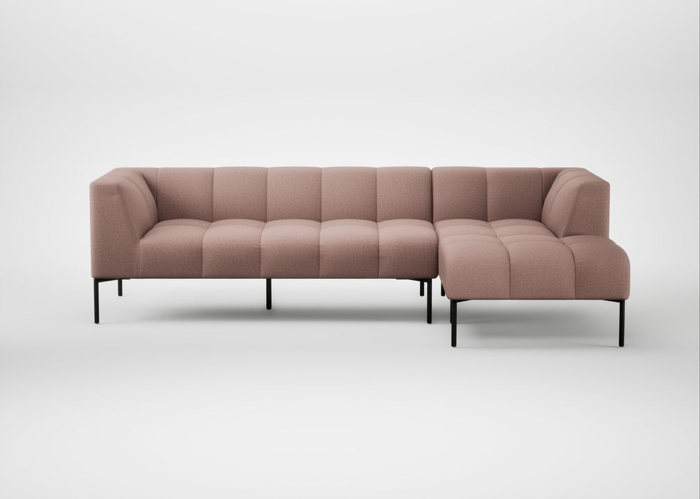 Quadro Right Hand Facing Chaise Sofa Siena Cotton Dusky Pink / Black