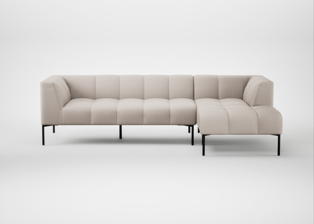 Quadro Right Hand Facing Chaise Sofa Siena Cotton Natural / Black