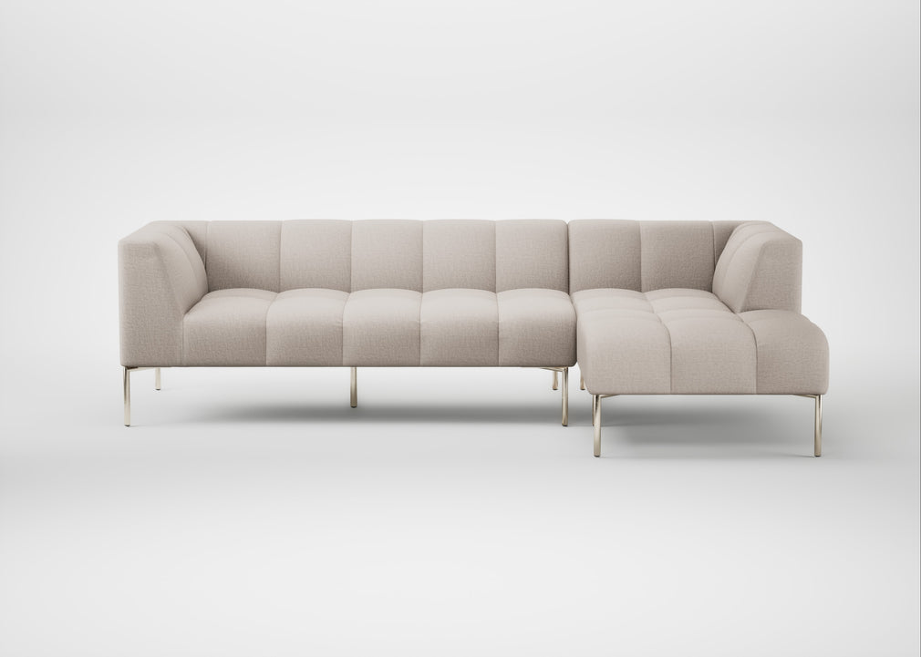 Quadro Right Hand Facing Chaise Sofa Siena Cotton Natural / Stainless Steel