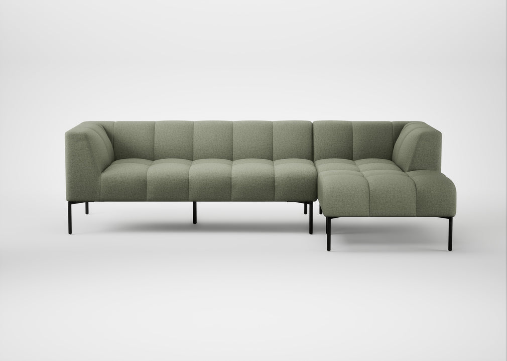 Quadro Right Hand Facing Chaise Sofa Siena Cotton Pistachio / Black