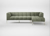 Quadro Right Hand Facing Chaise Sofa Siena Cotton Pistachio / Stainless Steel