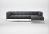 Quadro Right Hand Facing Chaise Sofa Siena Cotton Shale Grey / Stainless Steel