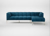 Quadro Right Hand Facing Chaise Sofa St Moritz Wool Blue / Stainless Steel