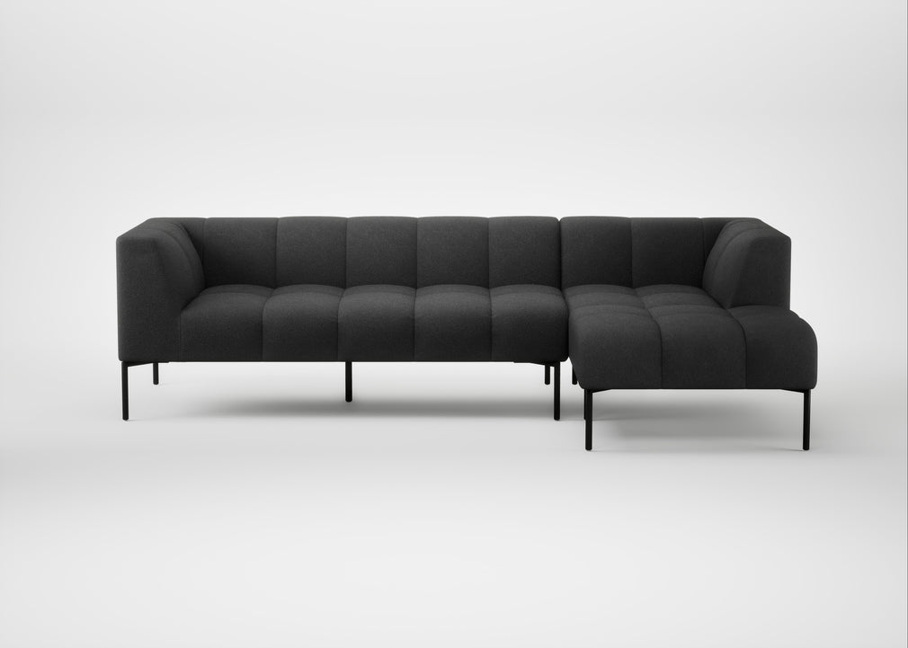Quadro Right Hand Facing Chaise Sofa St Moritz Wool Grey / Black