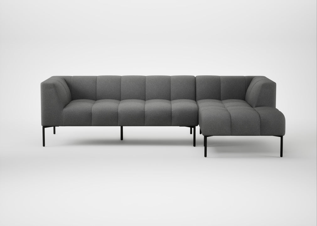 Quadro Right Hand Facing Chaise Sofa St Moritz Wool Light Grey / Black