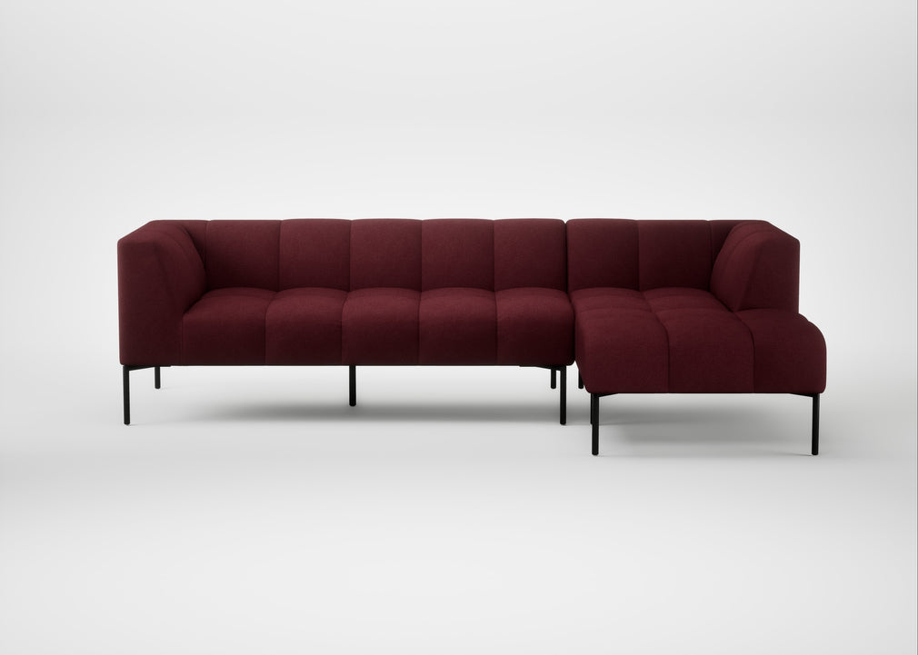 Quadro Right Hand Facing Chaise Sofa St Moritz Wool Red / Black