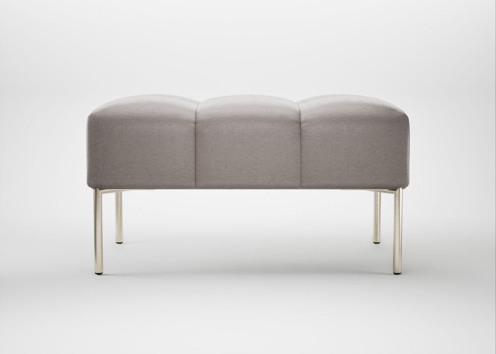 Quadro Ottoman Daino Leather Elephant / Stainless Steel