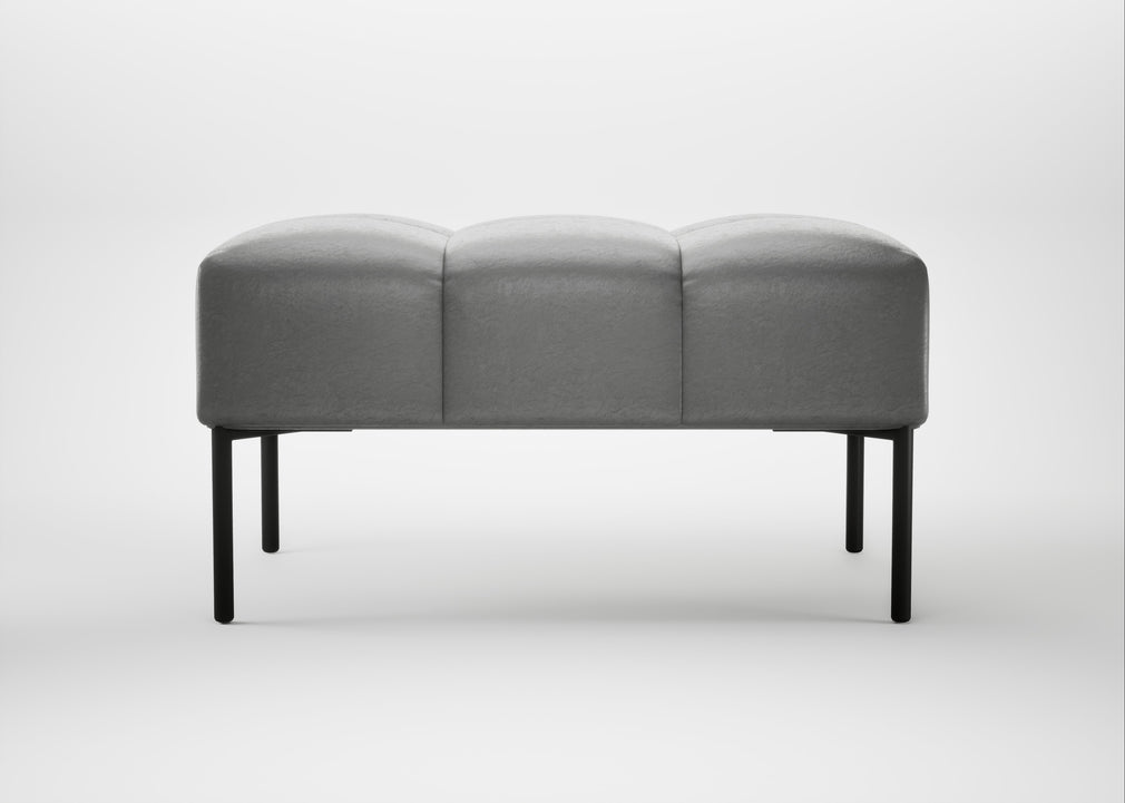 Quadro Ottoman Daino Leather Steel / Black