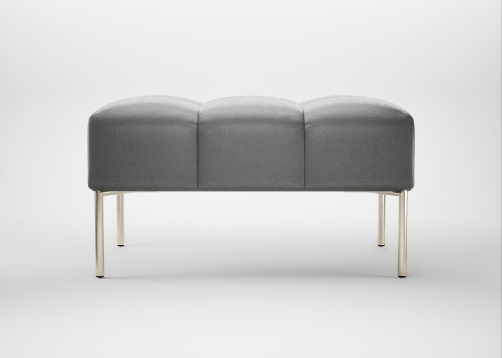 Quadro Ottoman Daino Leather Steel / Stainless Steel