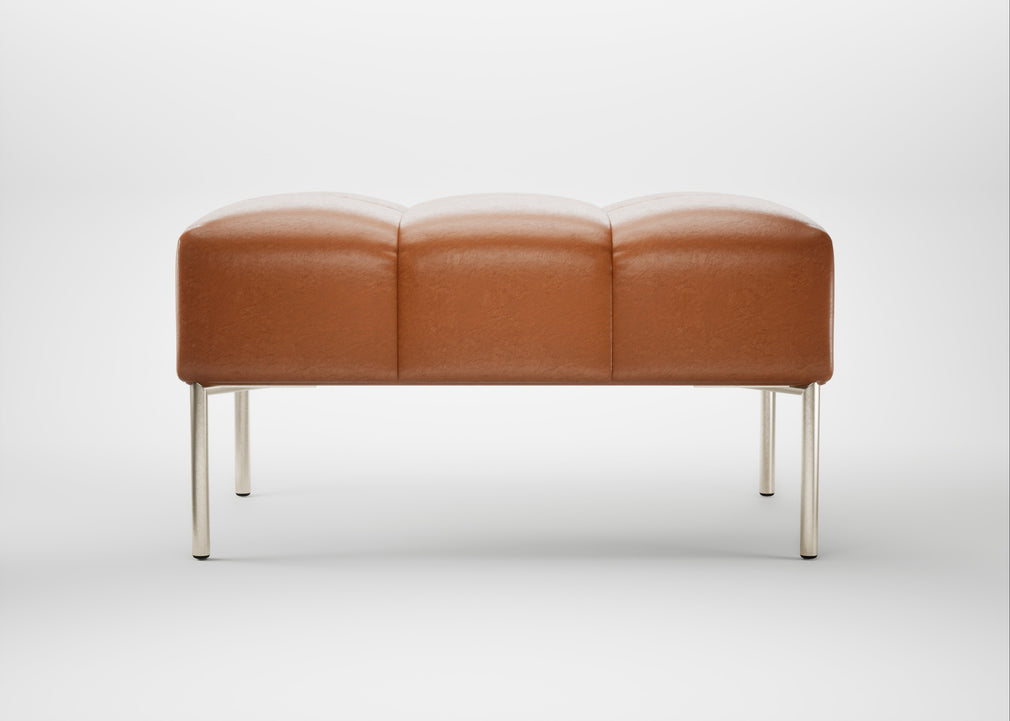 Quadro Ottoman Daino Leather Treacle / Stainless Steel