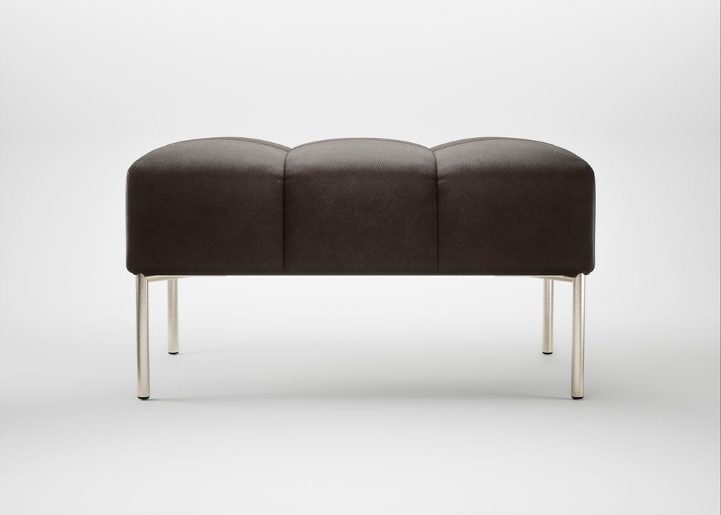 Quadro Ottoman Leather Grain Chocolate 066 / Stainless Steel